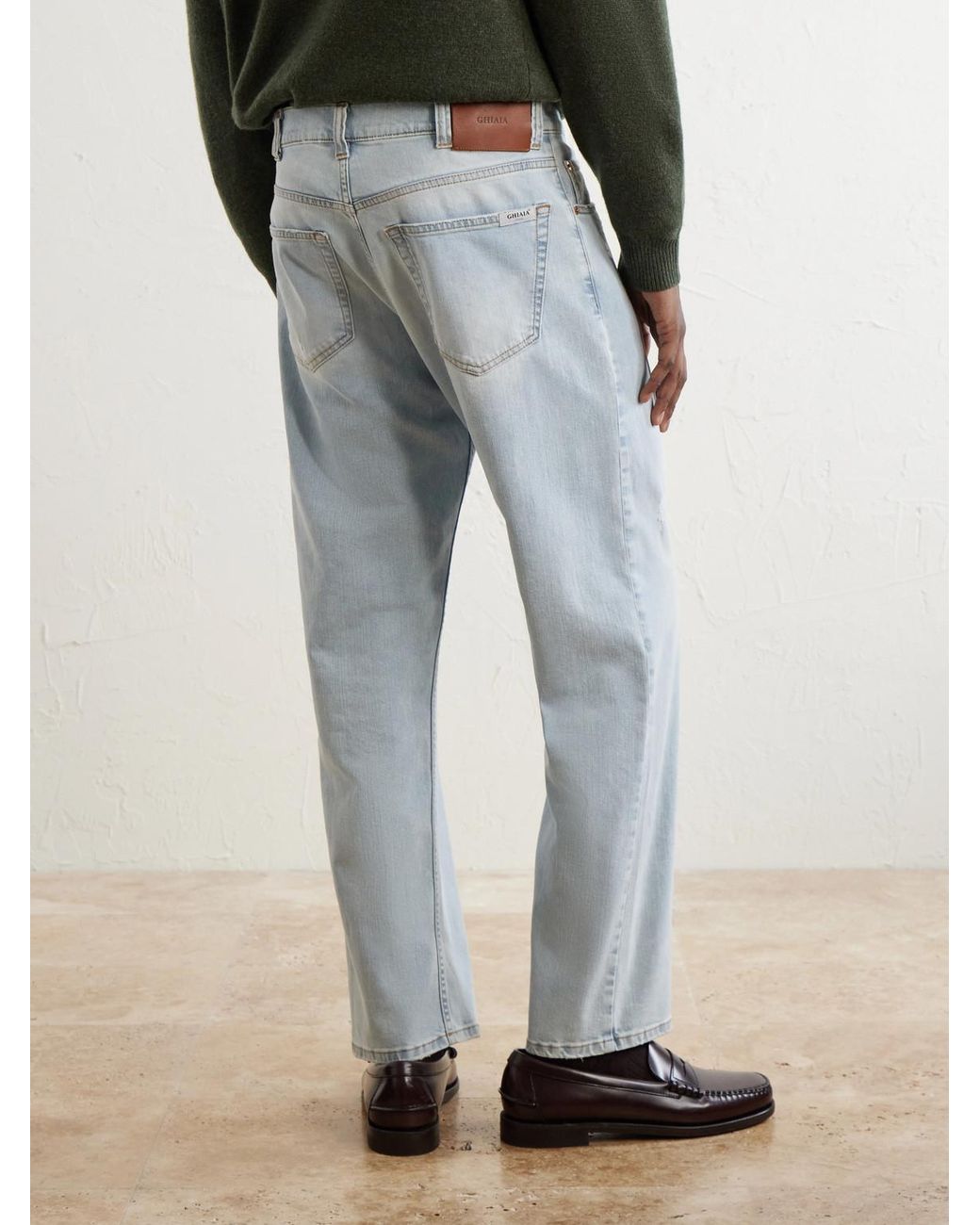 Ghiaia Blue Straight-Leg Distressed Jeans for men