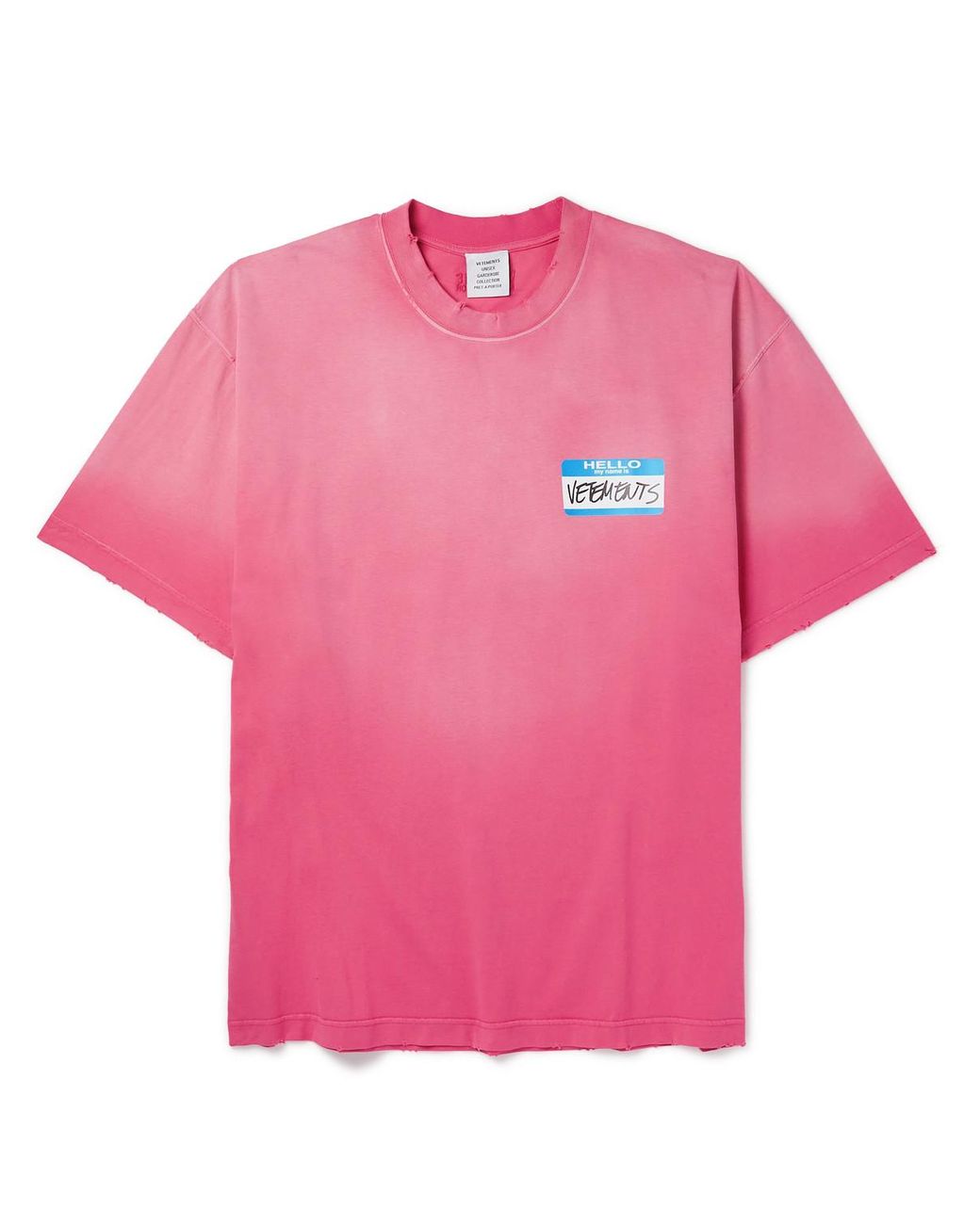 Vetements Oversized Distressed Logo-print Cotton-jersey T-shirt in Pink for  Men