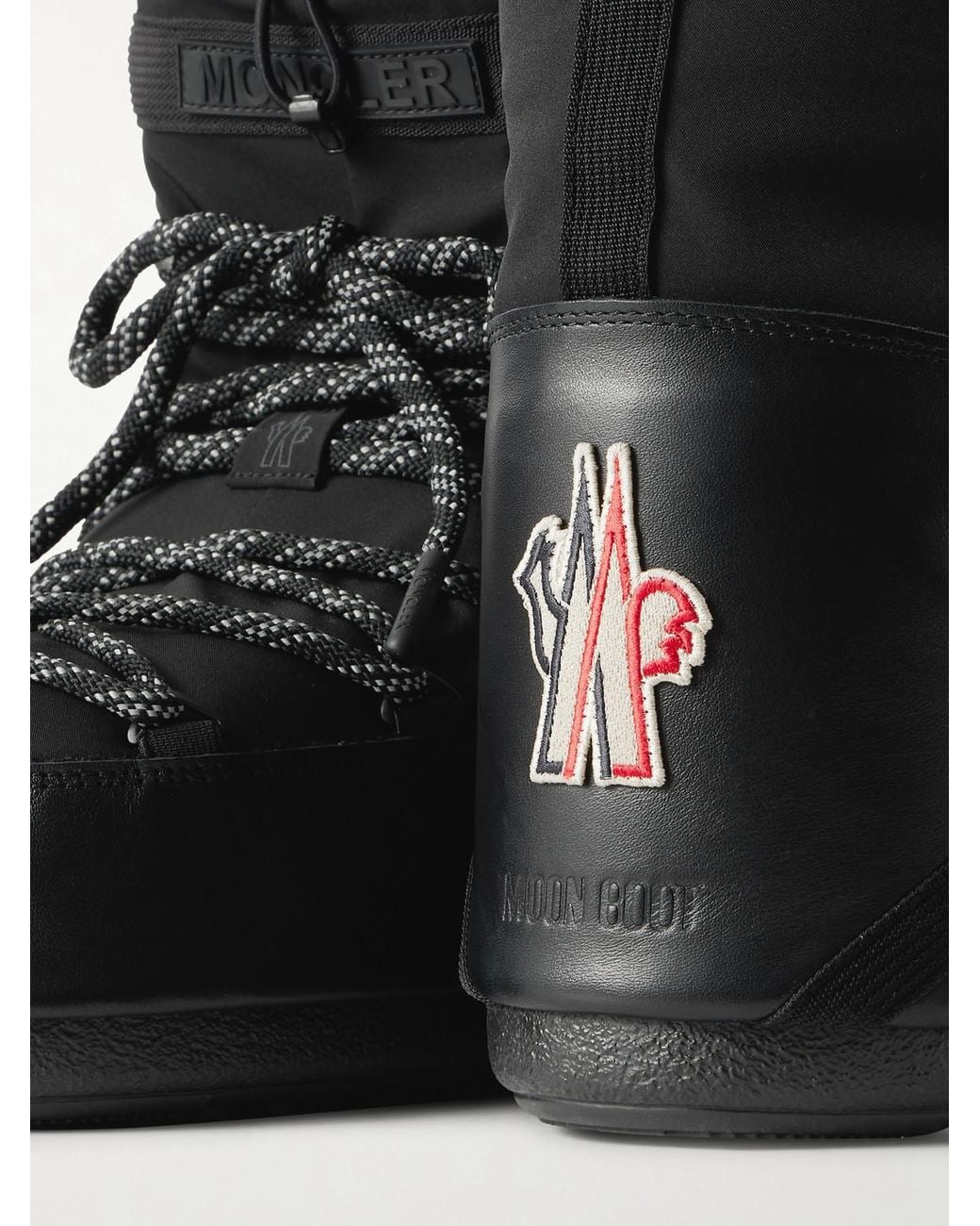 Moncler Black Moon Boot Icon Low Gaiter Padded Shell And Leather Snow Boots for men