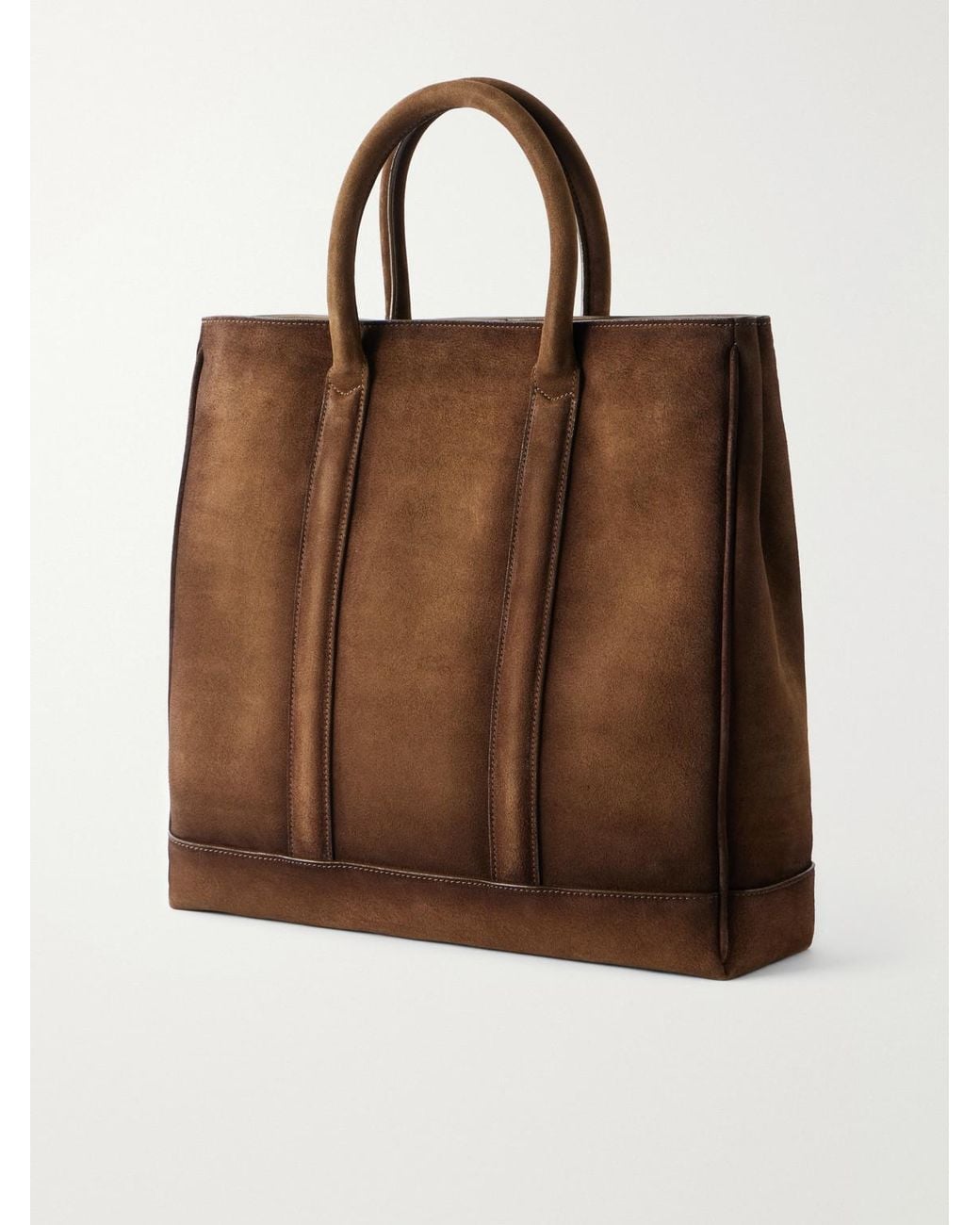 Officine Creative Brown Quentin/026 Cashmere-Lined Suede Tote Bag for men