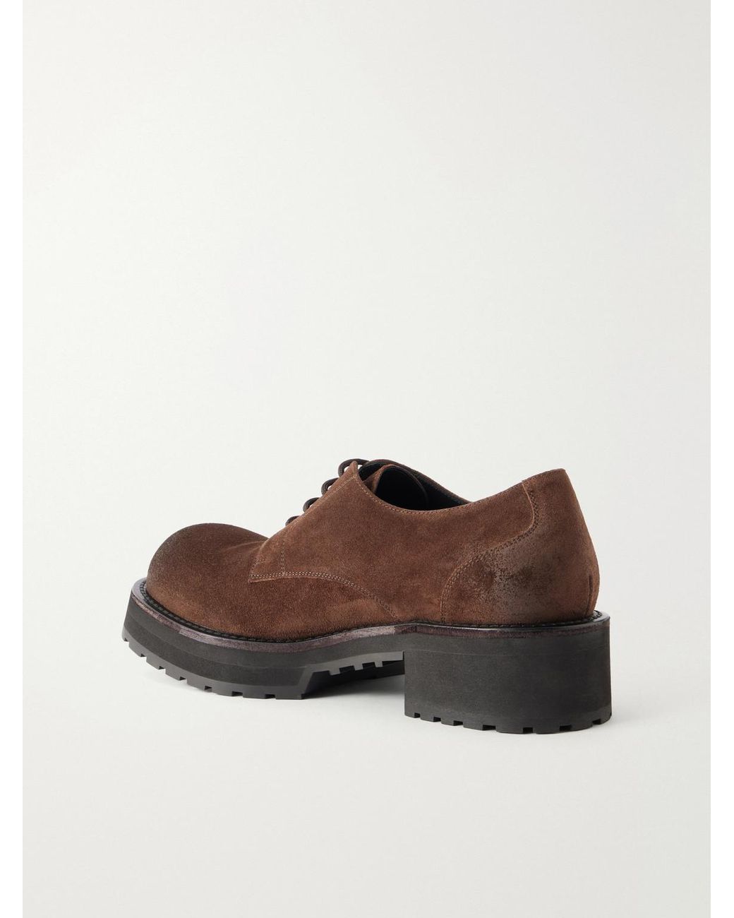 Balenciaga Brown Venom Waxed-suede Oxford Shoes for men