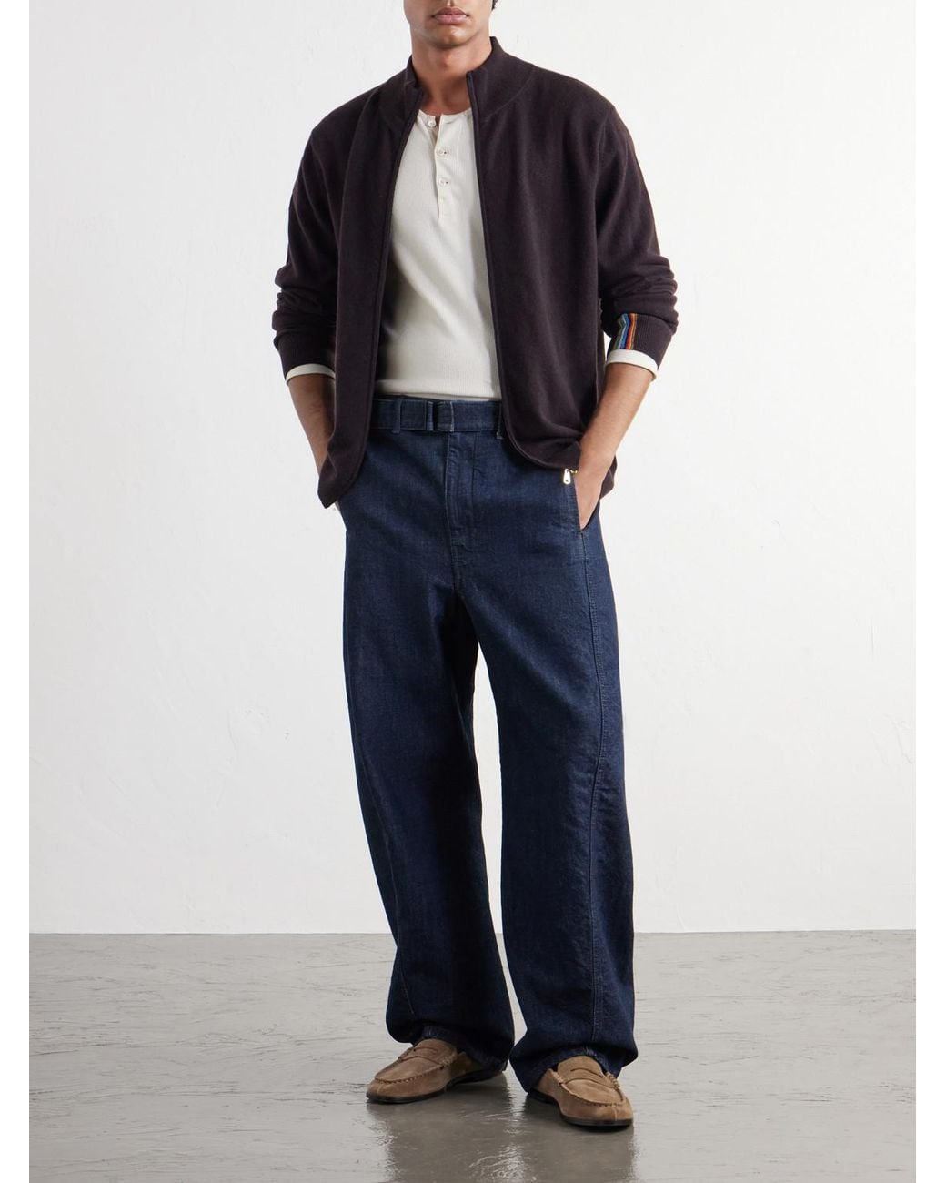 Paul Smith Blue Cashmere Zip-Up Cardigan for men