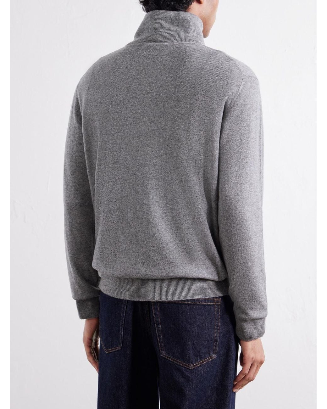 Begg x Co Gray Heriot Half-Zip Cashmere Sweater for men