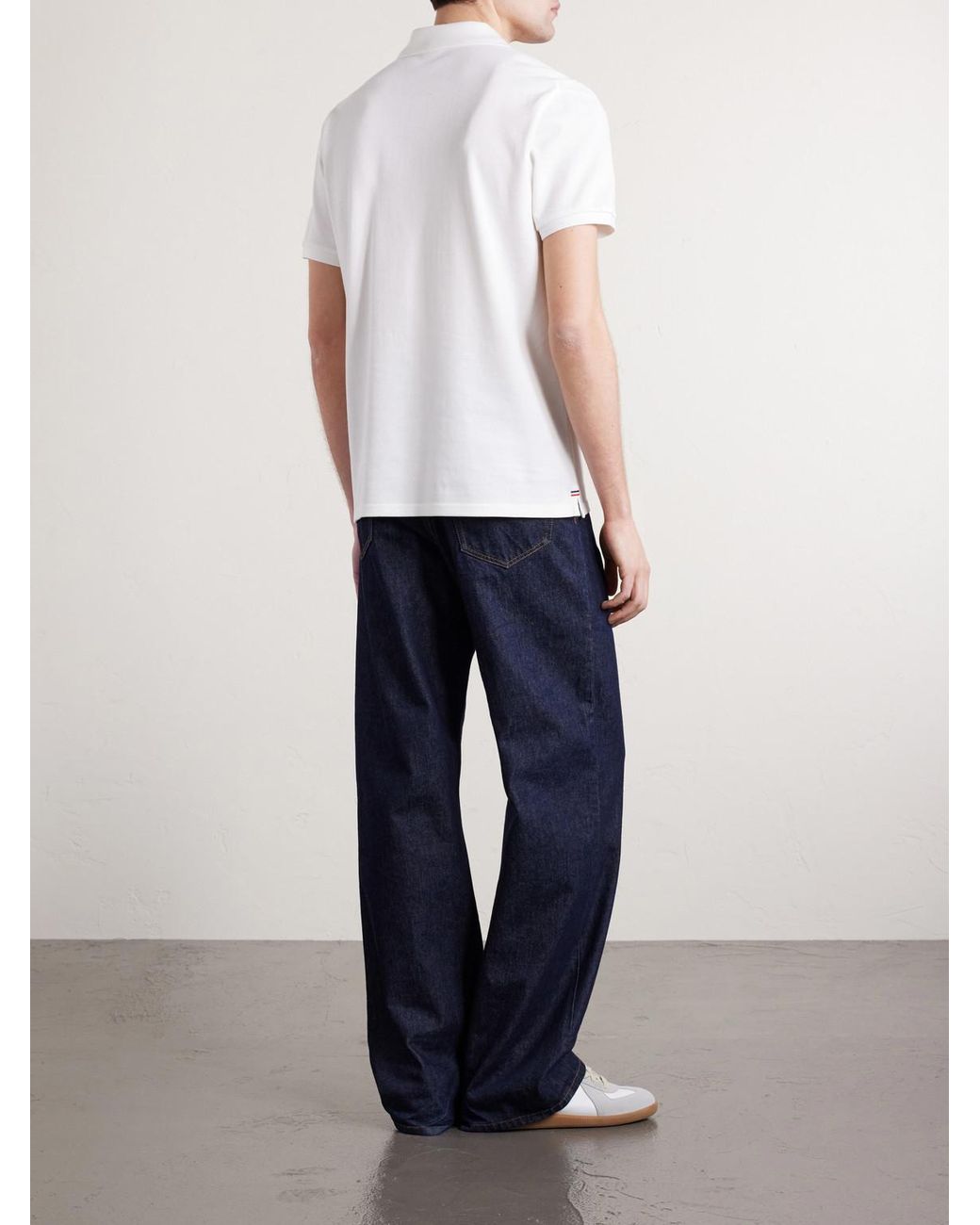 Moncler White Logo-Appliquéd Cotton-Piqué Polo Shirt for men