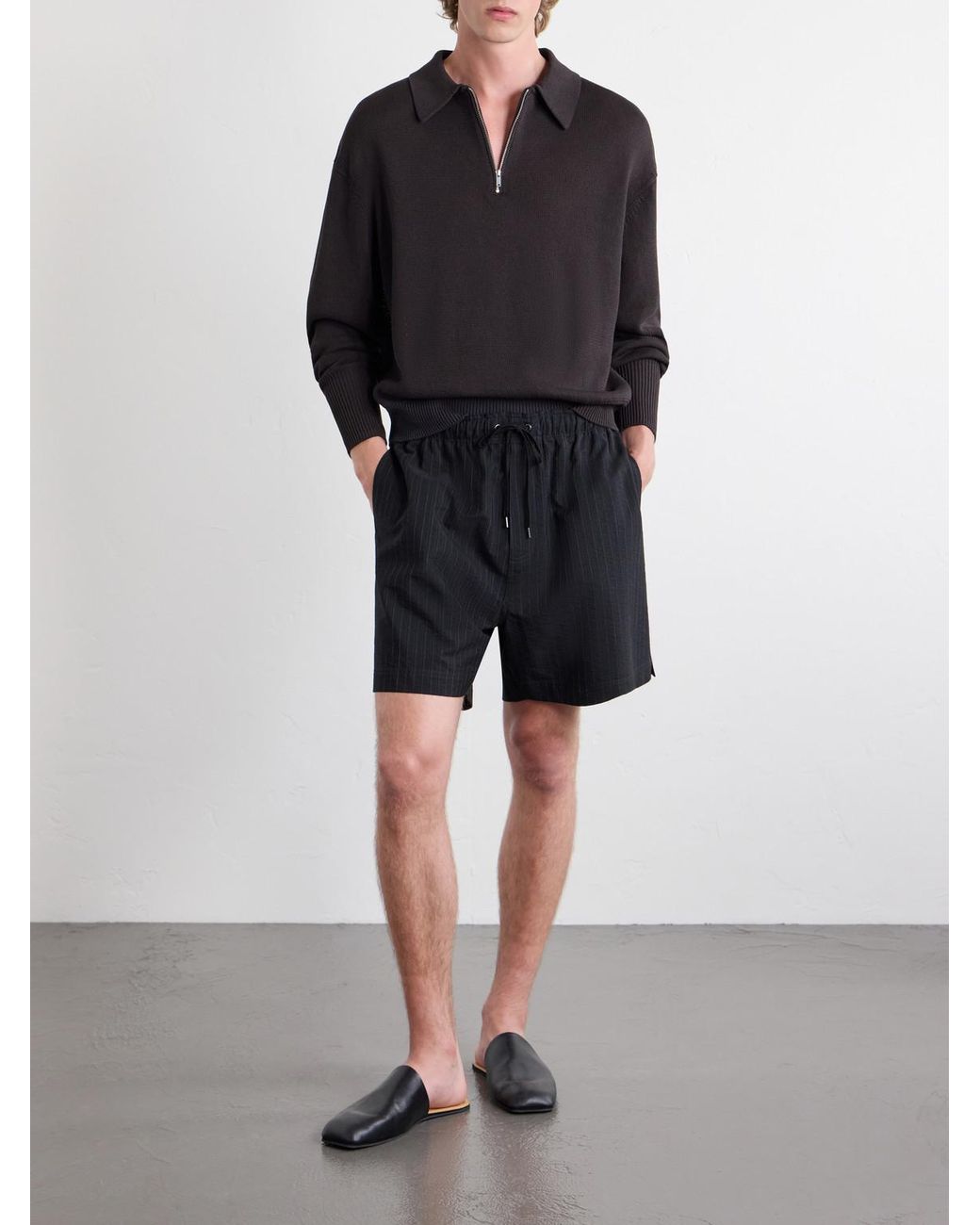 Studio Nicholson Blue Paper Half-Zip Polo Sweater for men