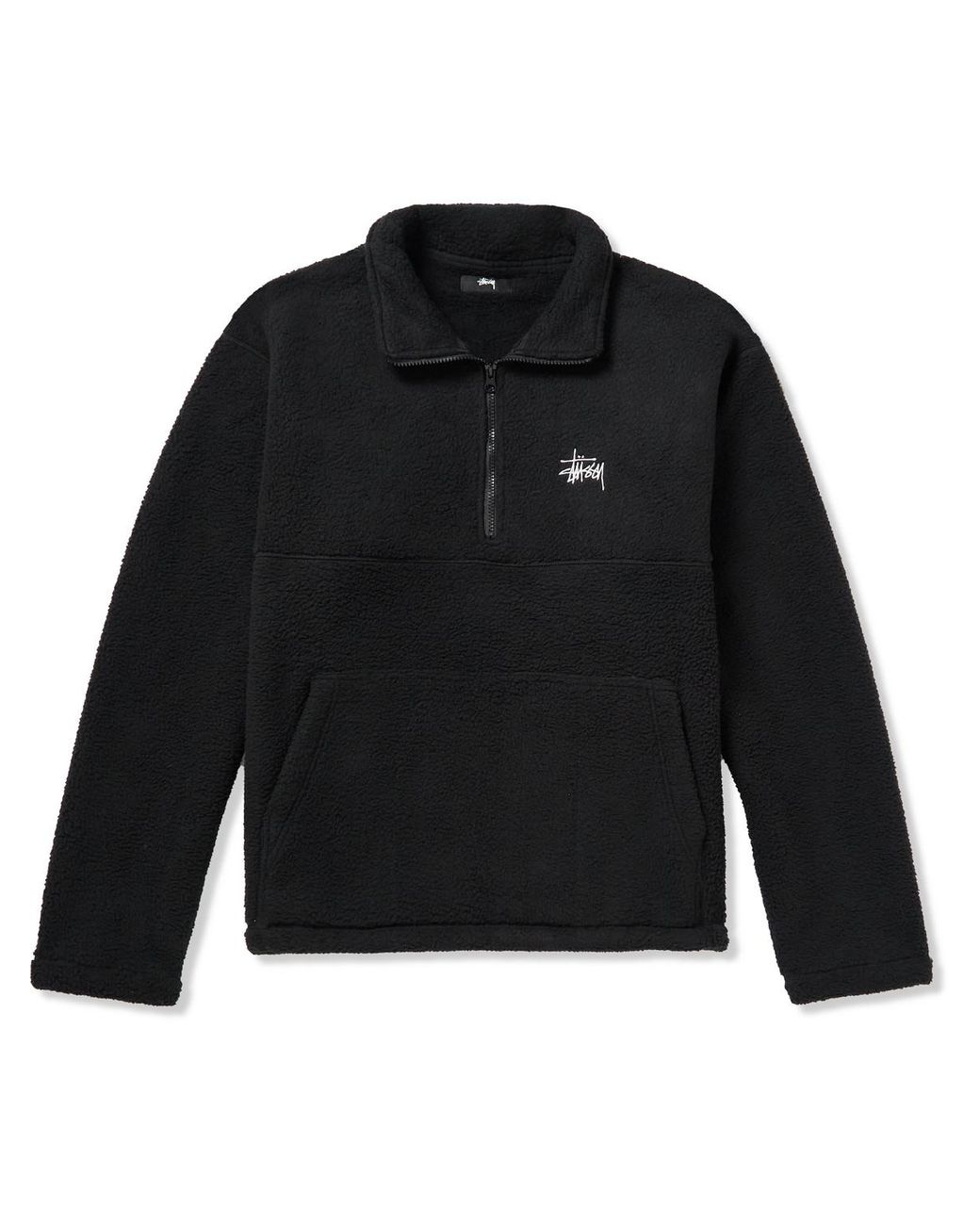 Stussy Logo-embroidered Polar Fleece Half-zip Sweatshirt in Black for Men |  Lyst