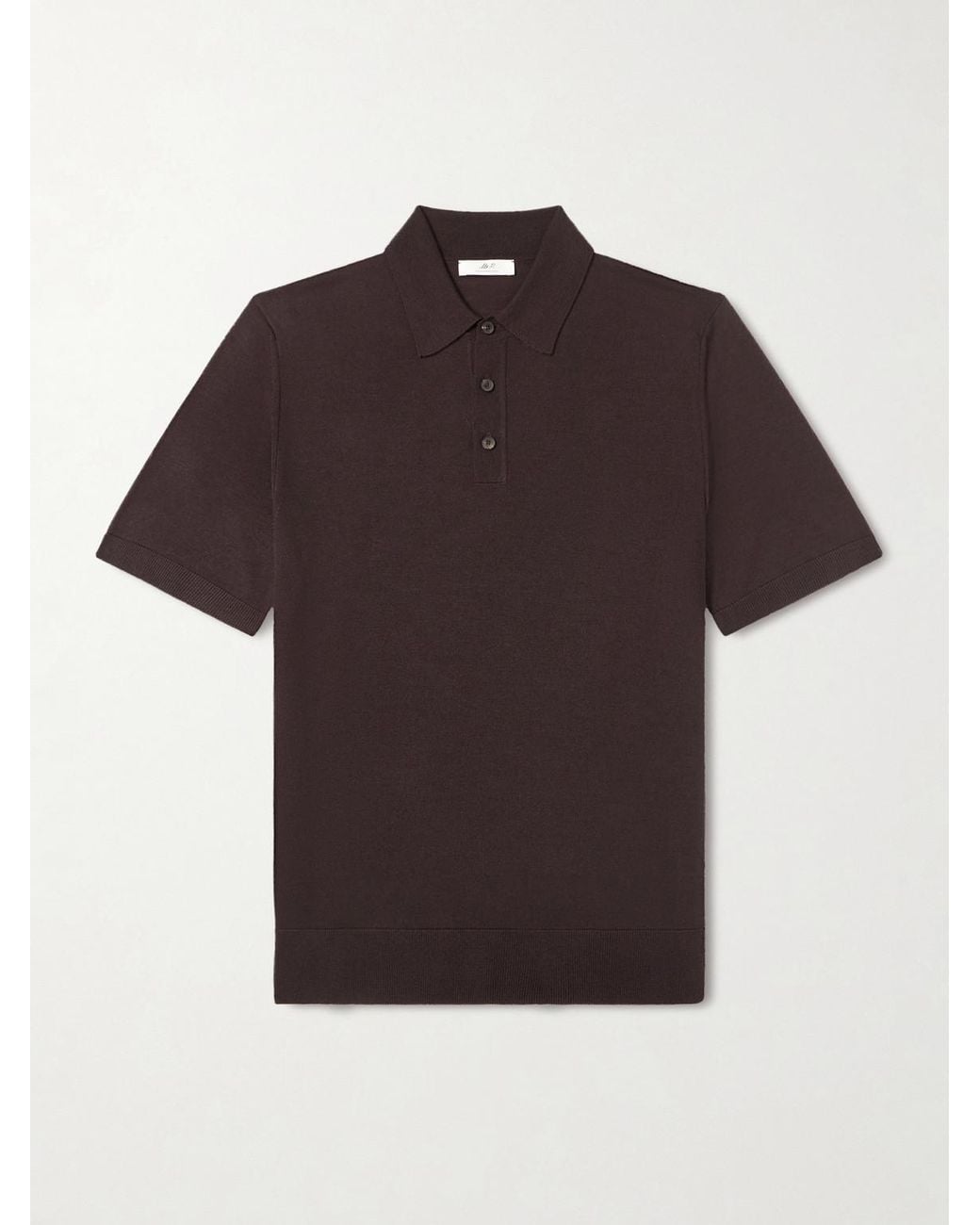 Merino Wool Polo Shirt di Mr P. in Brown da Uomo