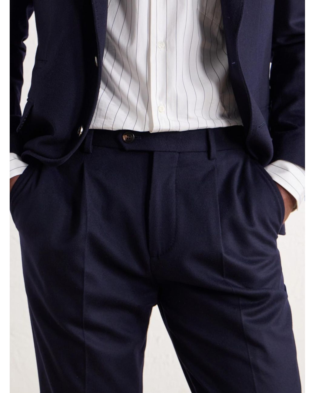Brunello Cucinelli Blue Straight-Leg Pleated Wool-Flannel Suit Trousers for men