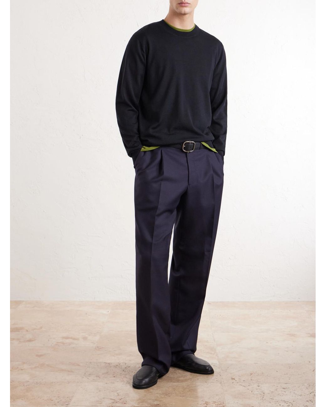 Dries Van Noten Blue Merino Wool Sweater for men