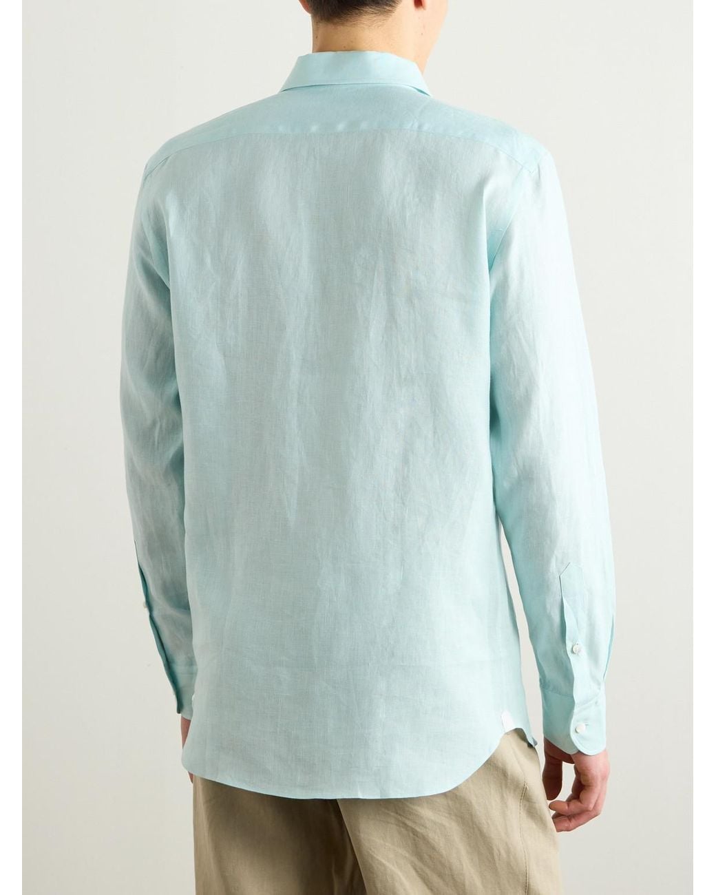 Zegna Blue Oasi Linen Shirt for men