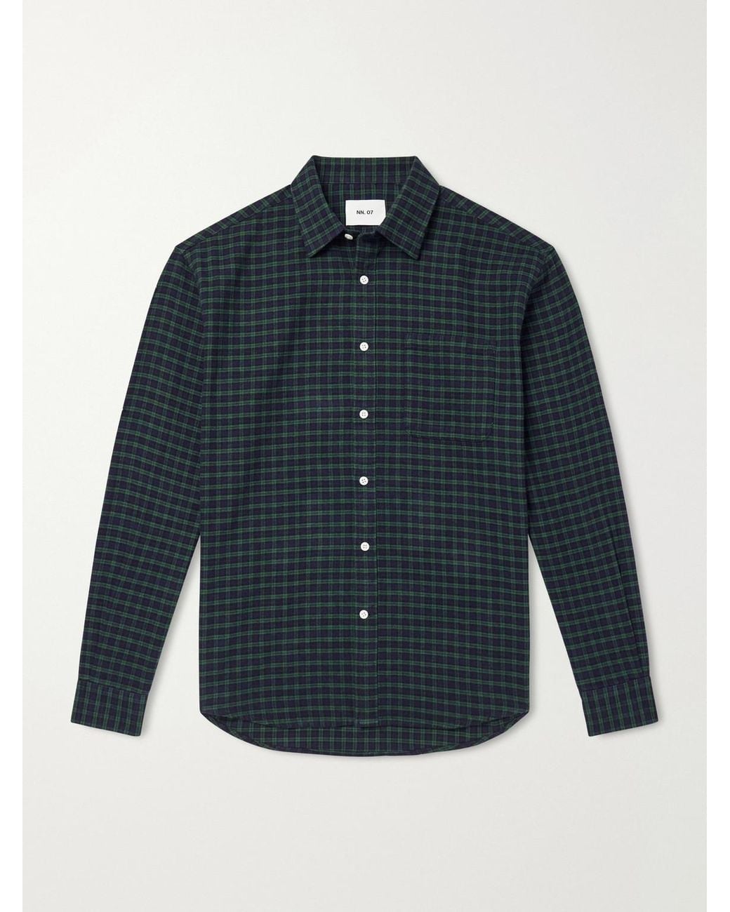 NN07 Blue Deon 5465 Checked Organic Cotton-Flannel Shirt for men