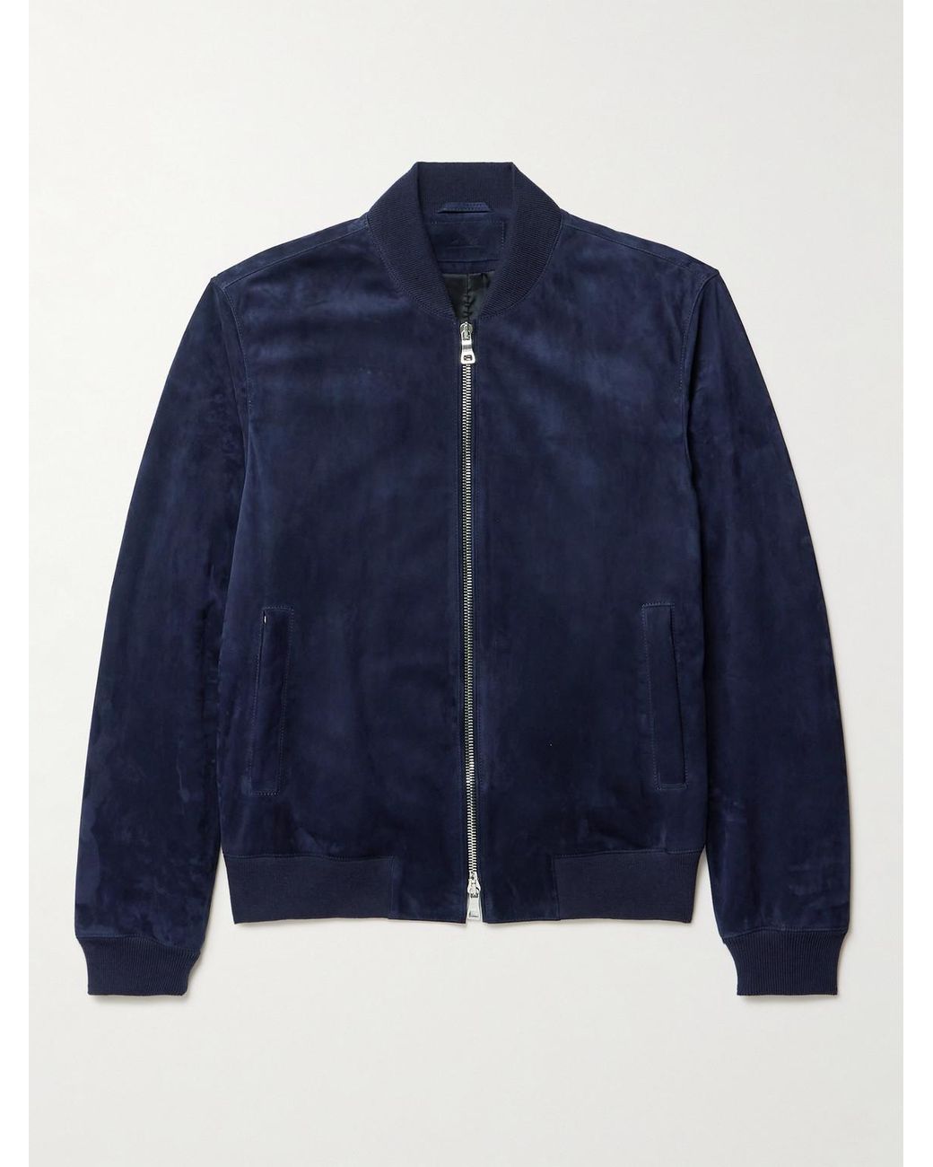 Mr P. Blue Suede Bomber Jacket for men
