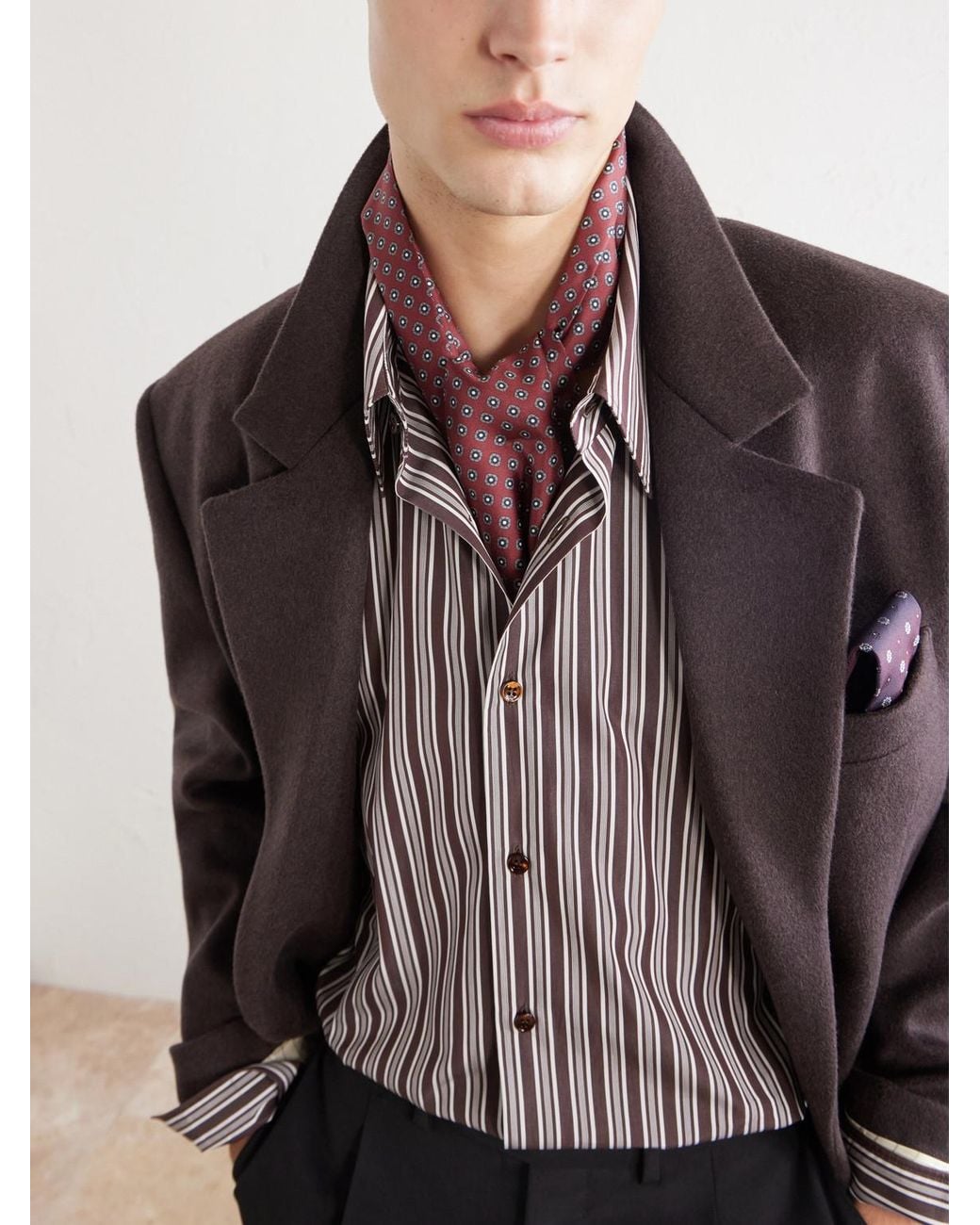 Saint Laurent Purple Printed Silk-twill Scarf for men