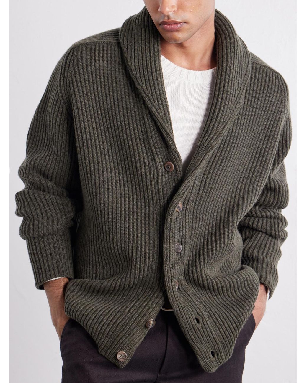 Begg x Co Gray Yacht Cashmere Cardigan for men