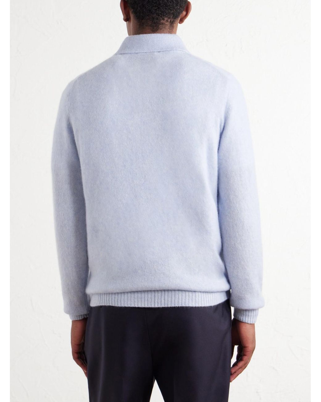 Thom Sweeney White Cashmere And Silk-Blend Polo Shirt for men