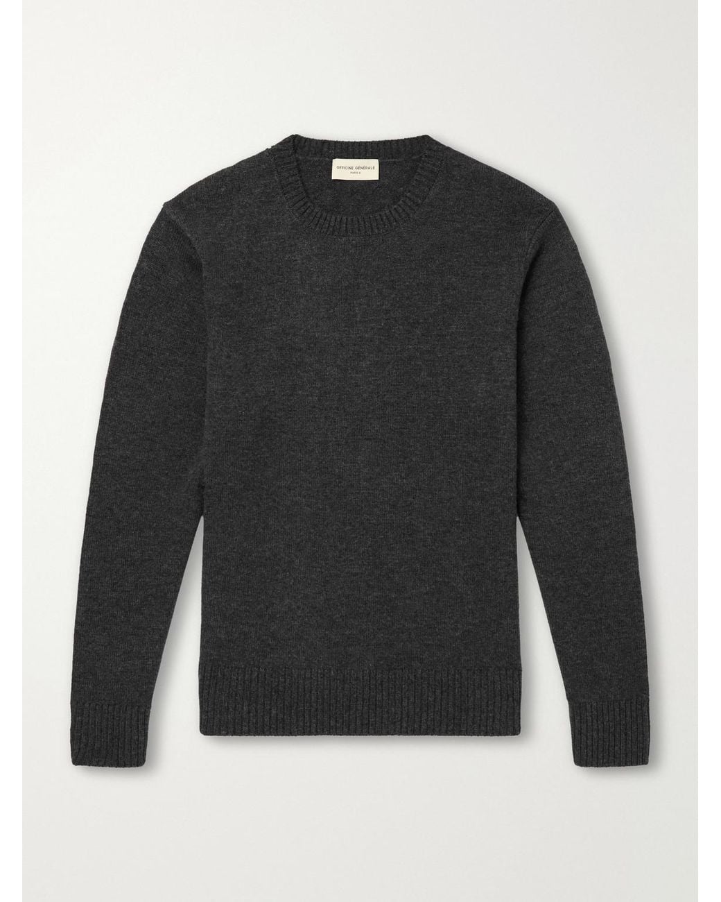 Officine Generale Black Mycrew Merino Wool And Cashmere-Blend Sweater for men