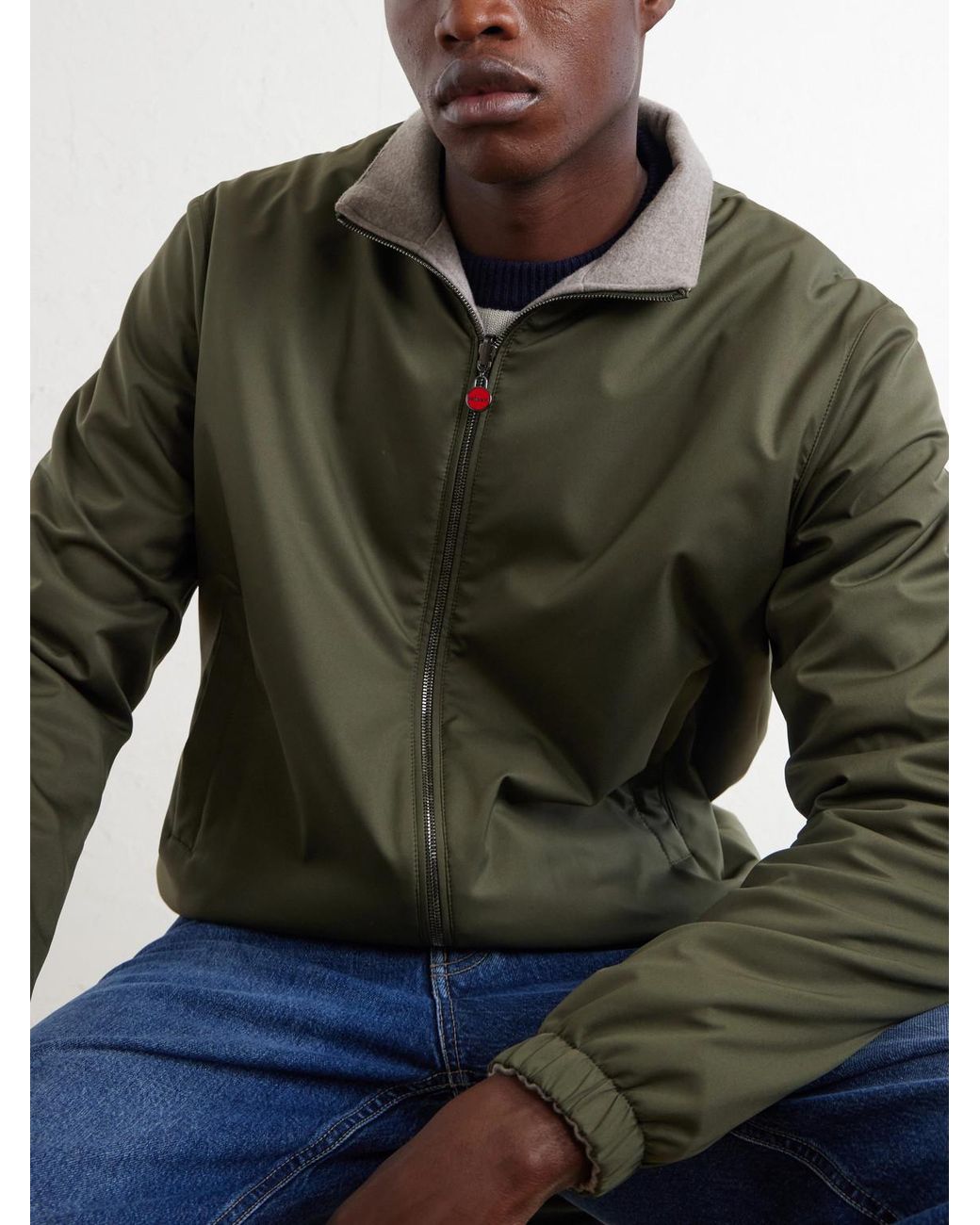 Kiton Green Reversible Shell Bomber Jacket for men