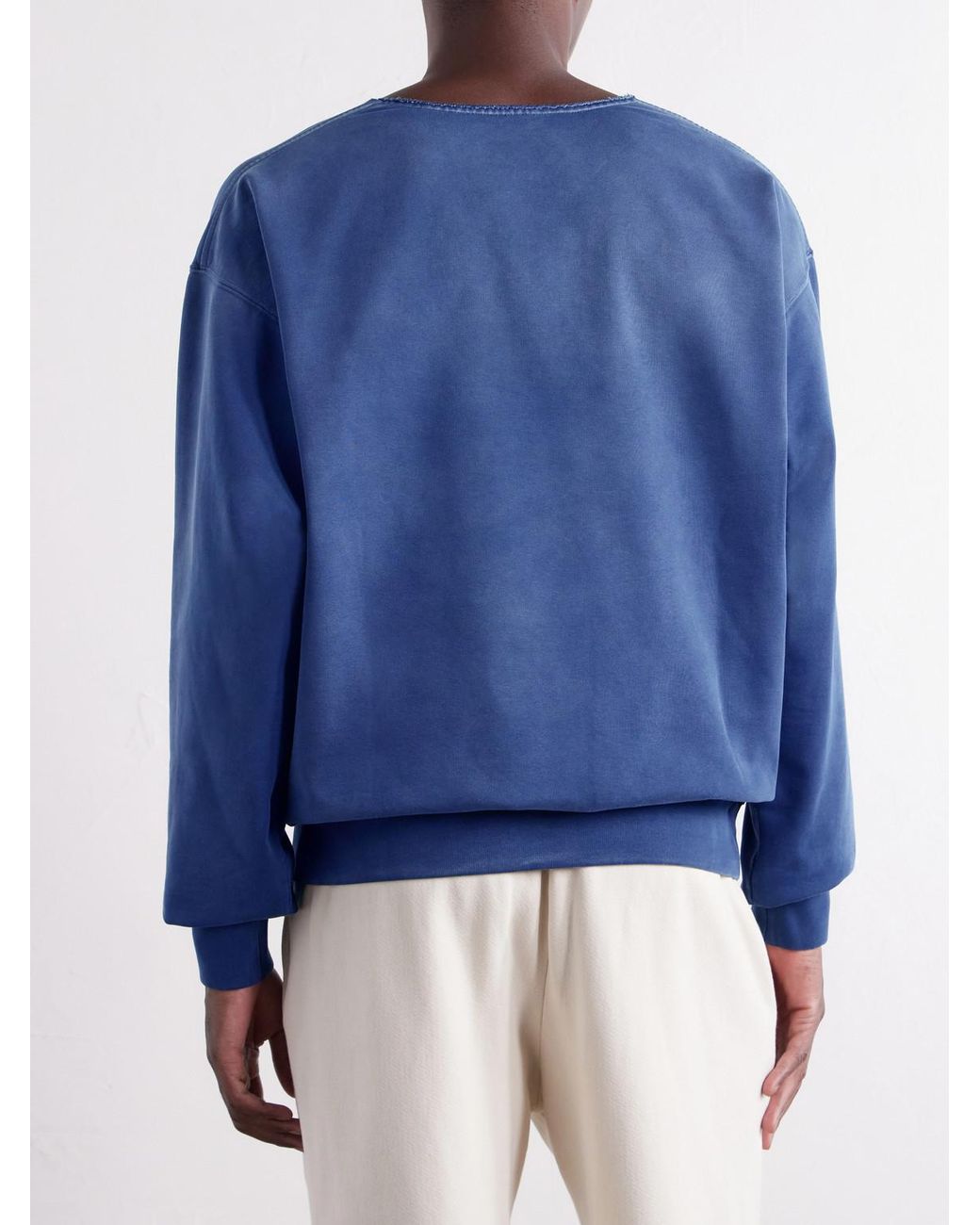 Maison Margiela Blue Washed Cotton-Jersey Sweatshirt for men