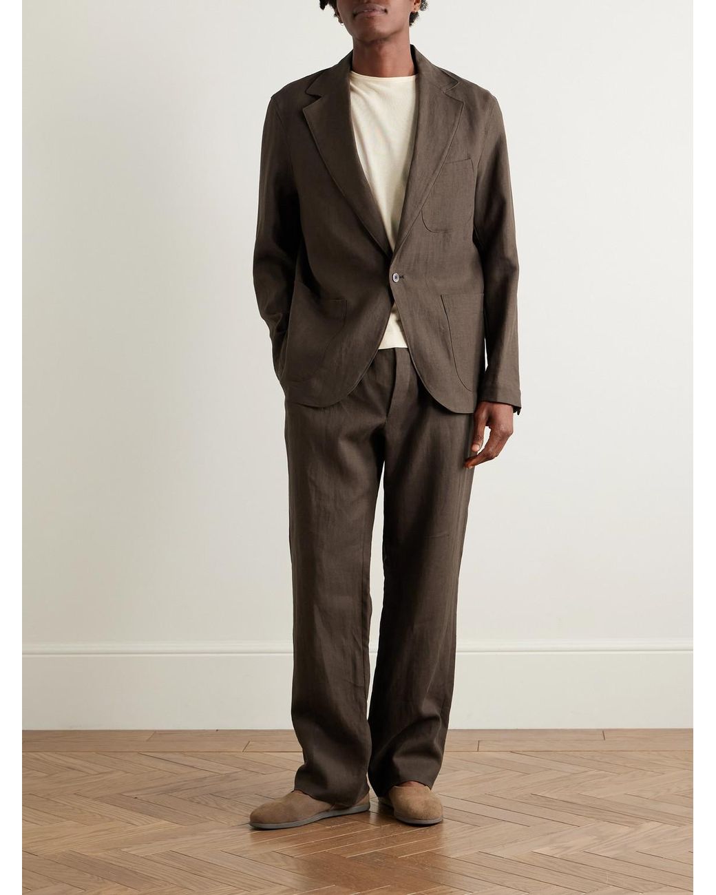 STÒFFA Brown Unstructured Washed-Linen Blazer for men
