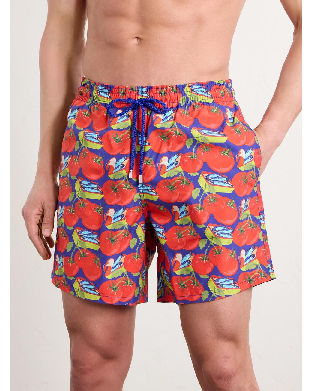 Vilebrequin Red Moorea Straight-Leg Mid-Length Printed Recycled Swim Shorts for men