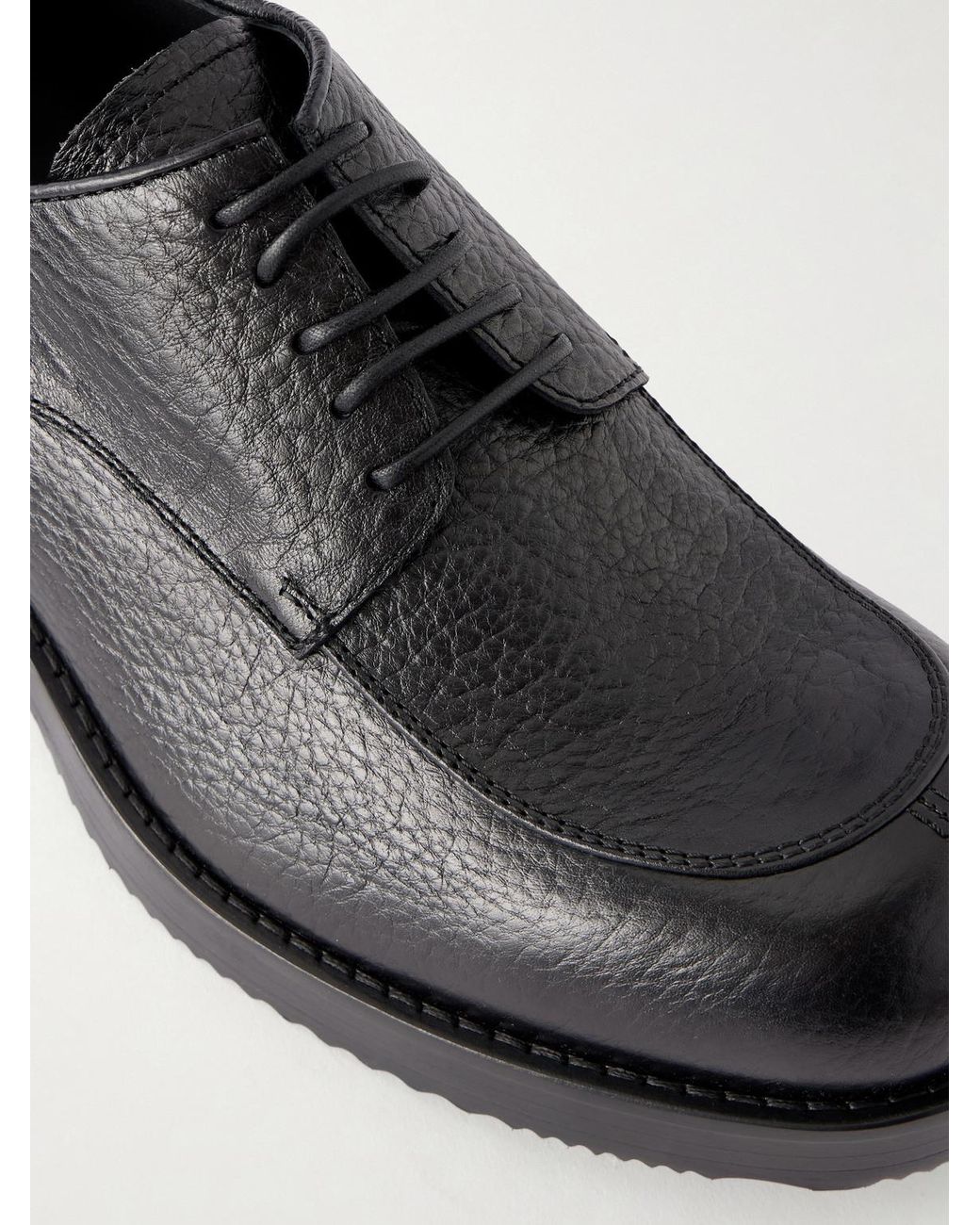 Dries Van Noten Black Textured-leather Derby Shoes for men