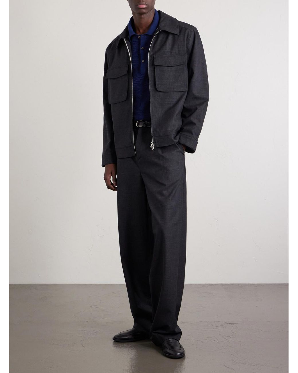 De Bonne Facture Blue Grandad Straight-Leg Wool Trousers for men
