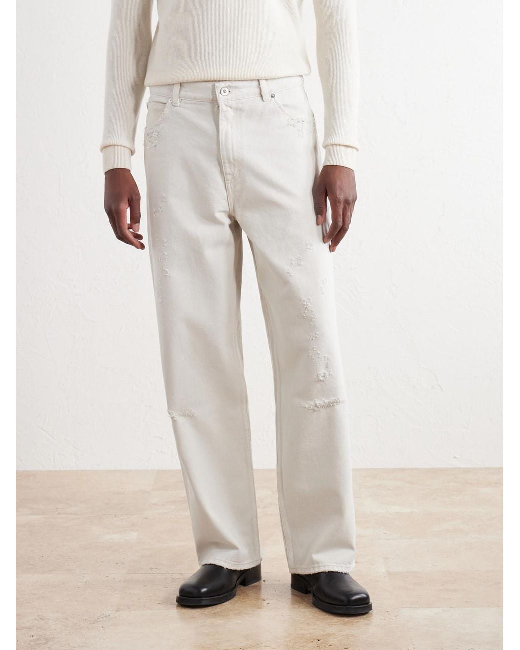 Our Legacy White Vast Straight-Leg Distressed Jeans for men