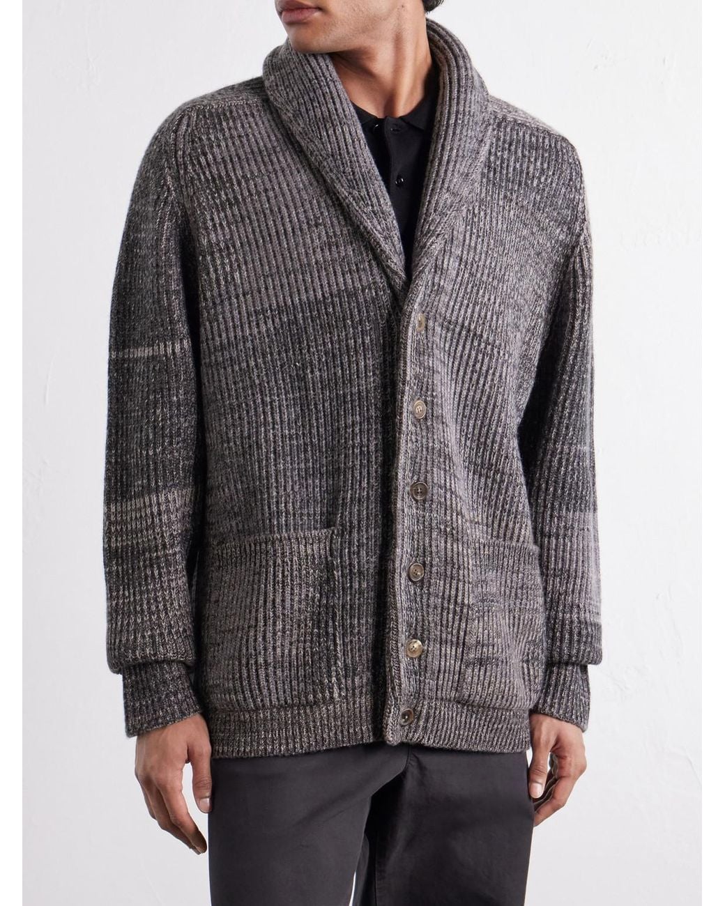 Begg x Co Gray Surfer Cashmere Cardigan for men