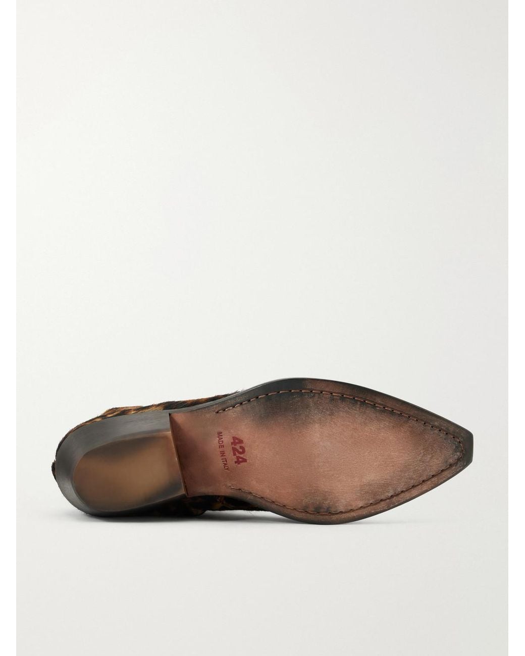 424 Brown Leopard-Print Calf-Hair Chelsea Boots for men