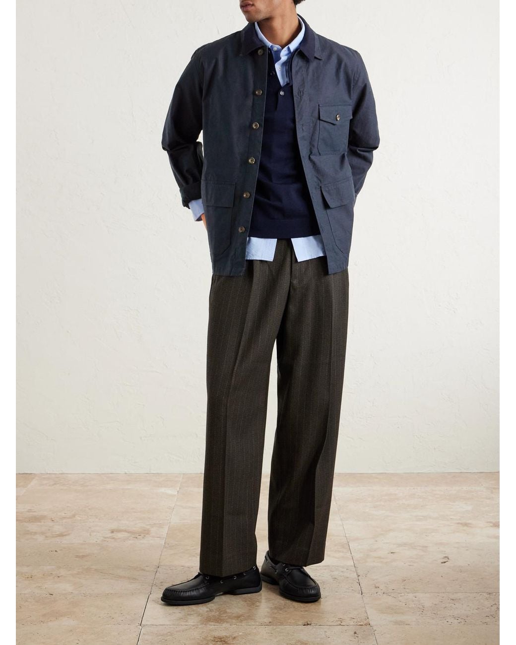 Drake's Blue Cotton Overshirt for men