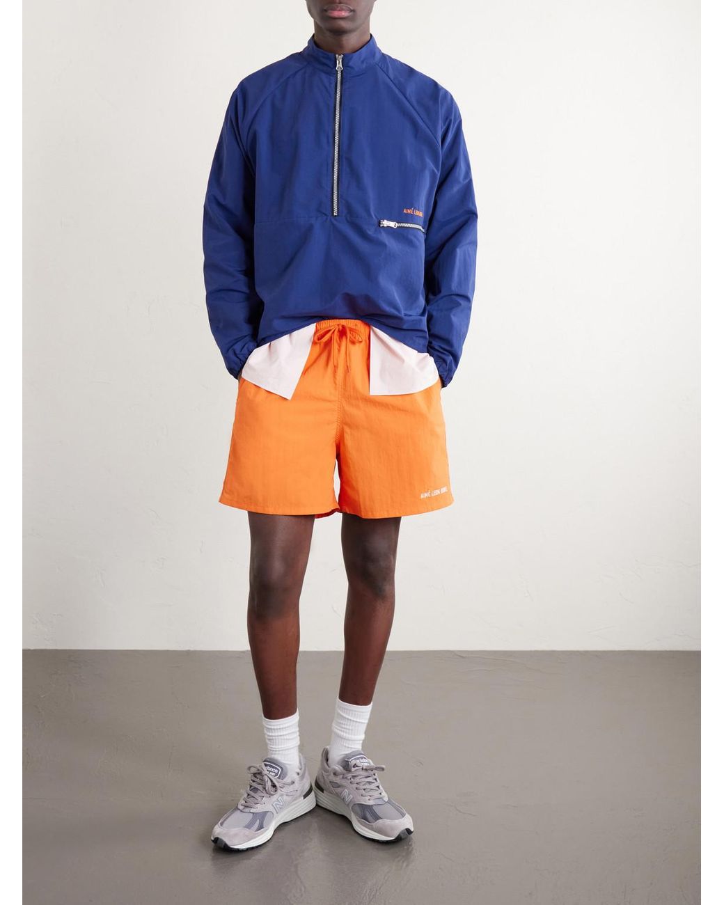 Aimé Leon Dore Orange Straight-Leg Logo-Embroidered Shell Drawstring Shorts for men