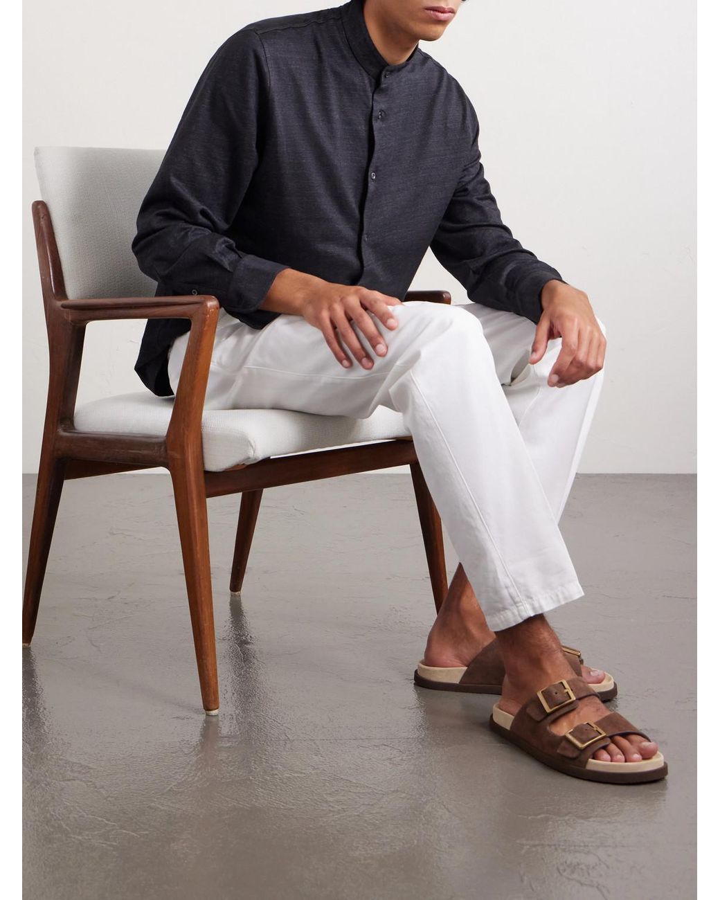 Brunello Cucinelli Brown Suede Sandals for men