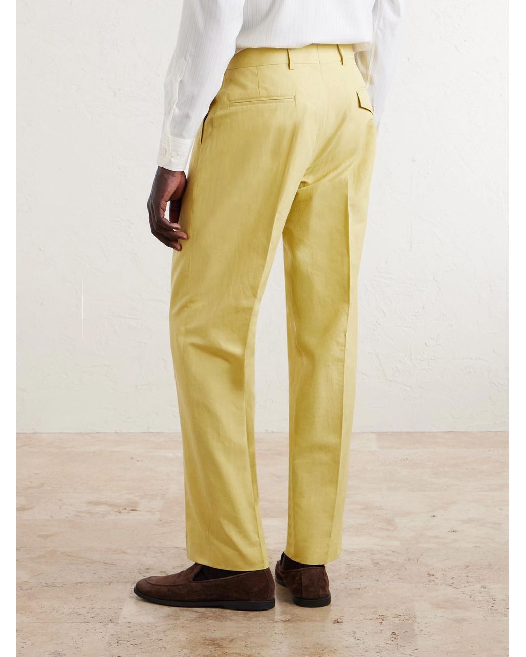 Paul Smith Yellow Straight-Leg Cotton And Linen-Blend Suit Trousers for men