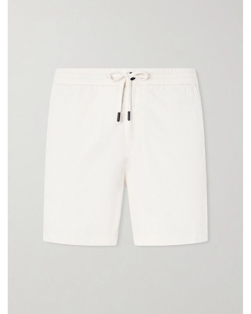 Slowear White Straight-Leg Cotton-Corduroy Drawstring Shorts for men
