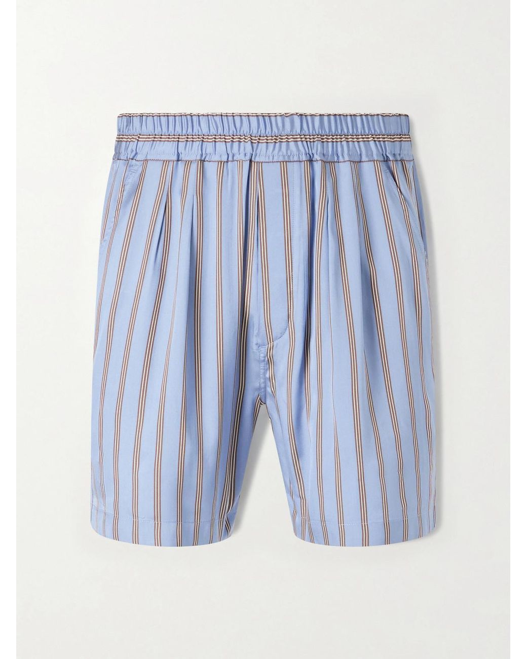 Tom Ford Blue Straight-leg Striped Silk-twill Shorts for men