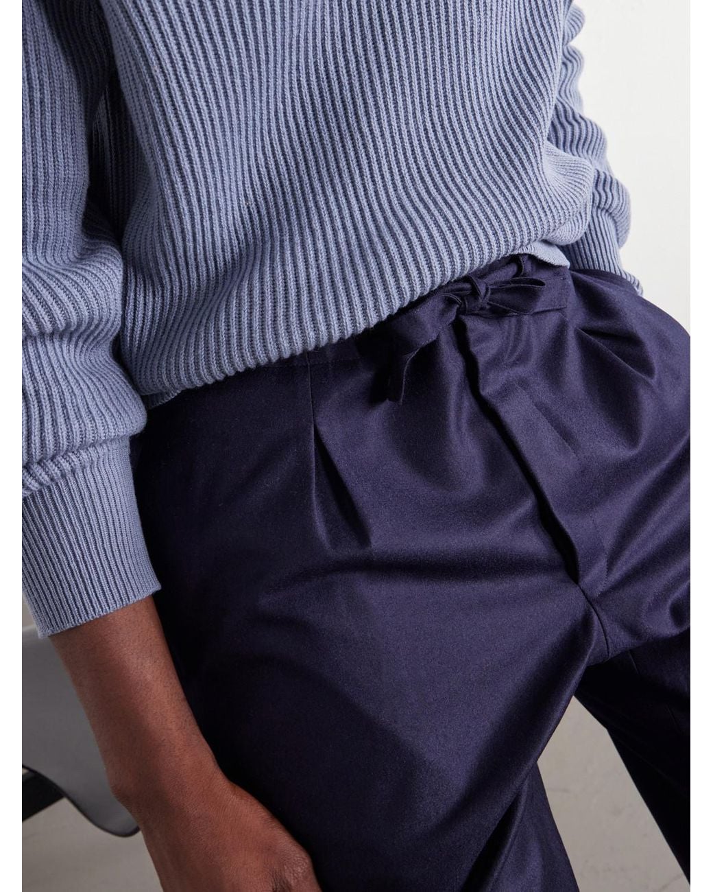 STÒFFA Blue Wide-Leg Drawstring Wool And Cashmere-Blend Flannel Trousers for men