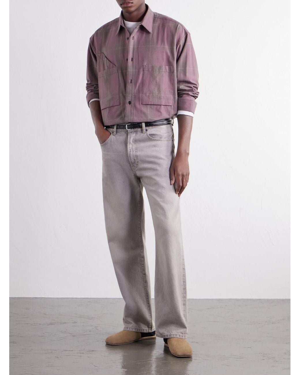 Monitaly Purple Double Pocket Checked Cotton Shirt for men