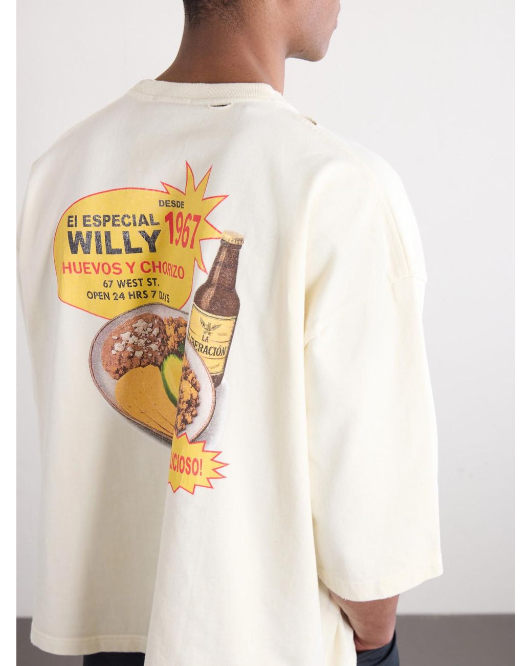 Willy Chavarria White Taco Shop Buffalo Printed Cotton-Jersey T-Shirt for men