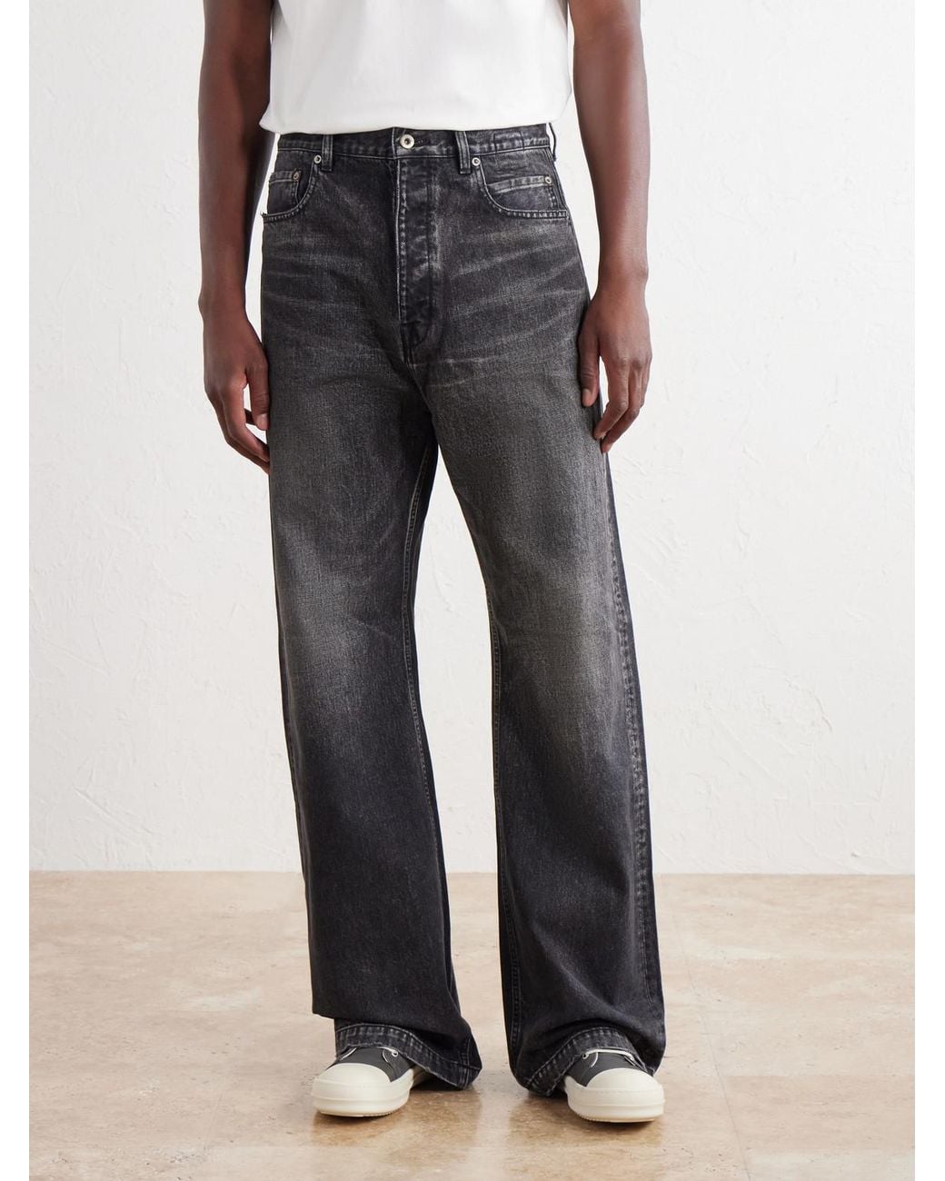 Rick Owens Gray Strobe Wide-Leg Jeans for men