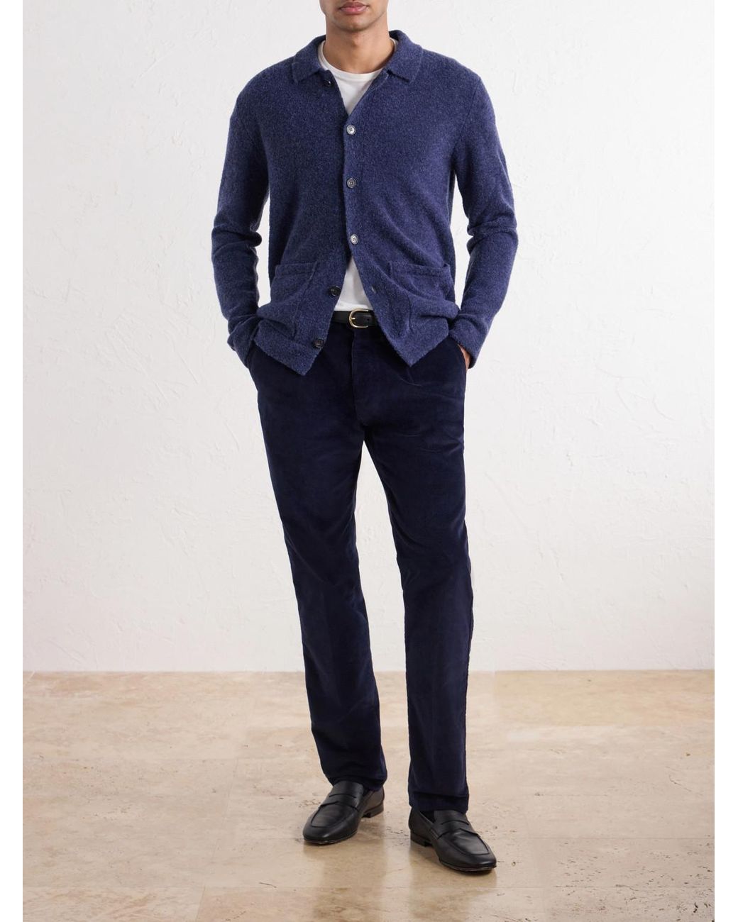 Slowear Blue Incotex Straight-leg Stretch Cotton-corduroy Trousers for men