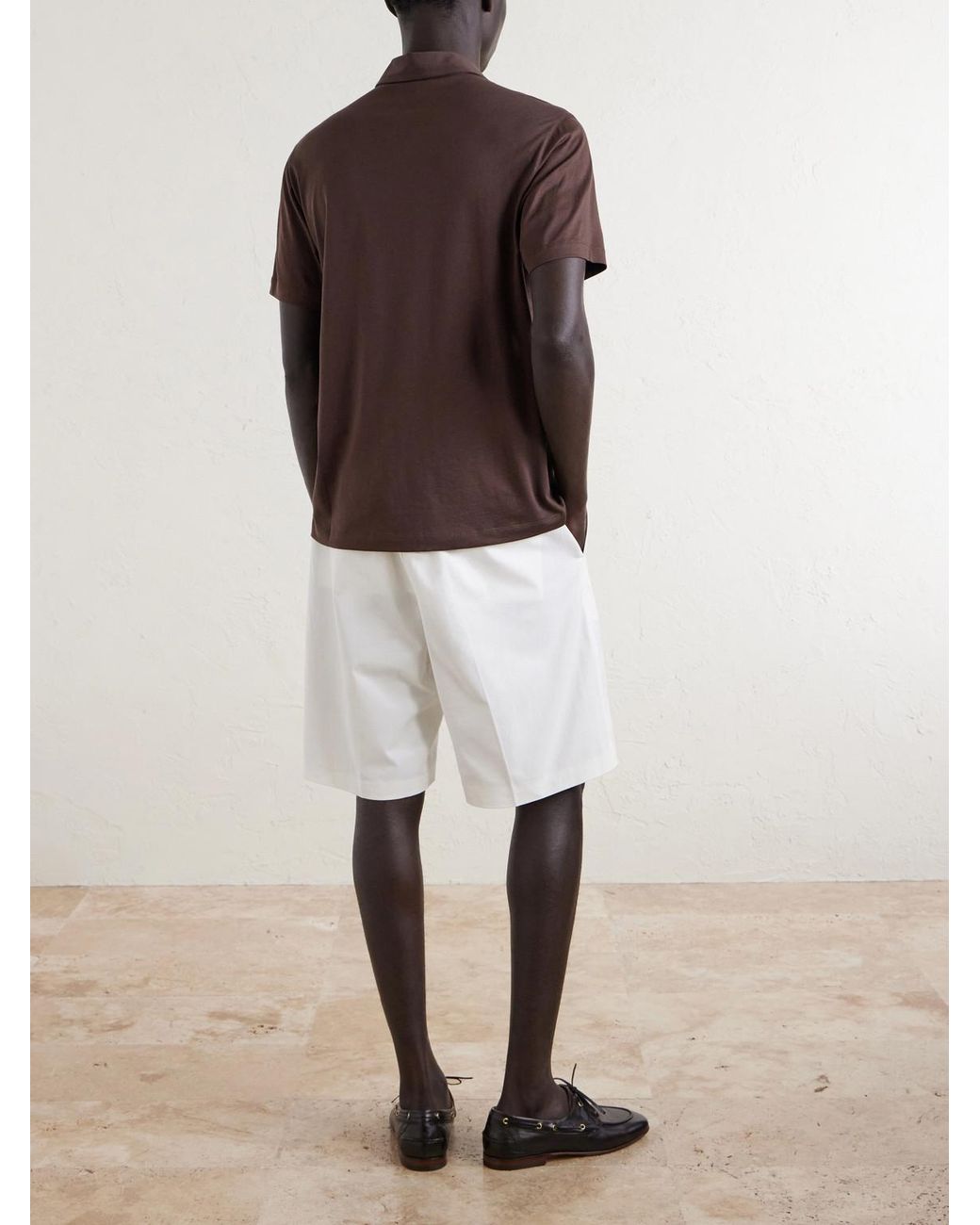 Slowear Brown Cotton And Silk-Blend Jersey Polo Shirt for men