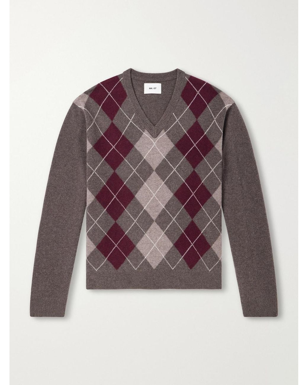 NN07 Purple Otto 60070 Argyle Wool Sweater for men