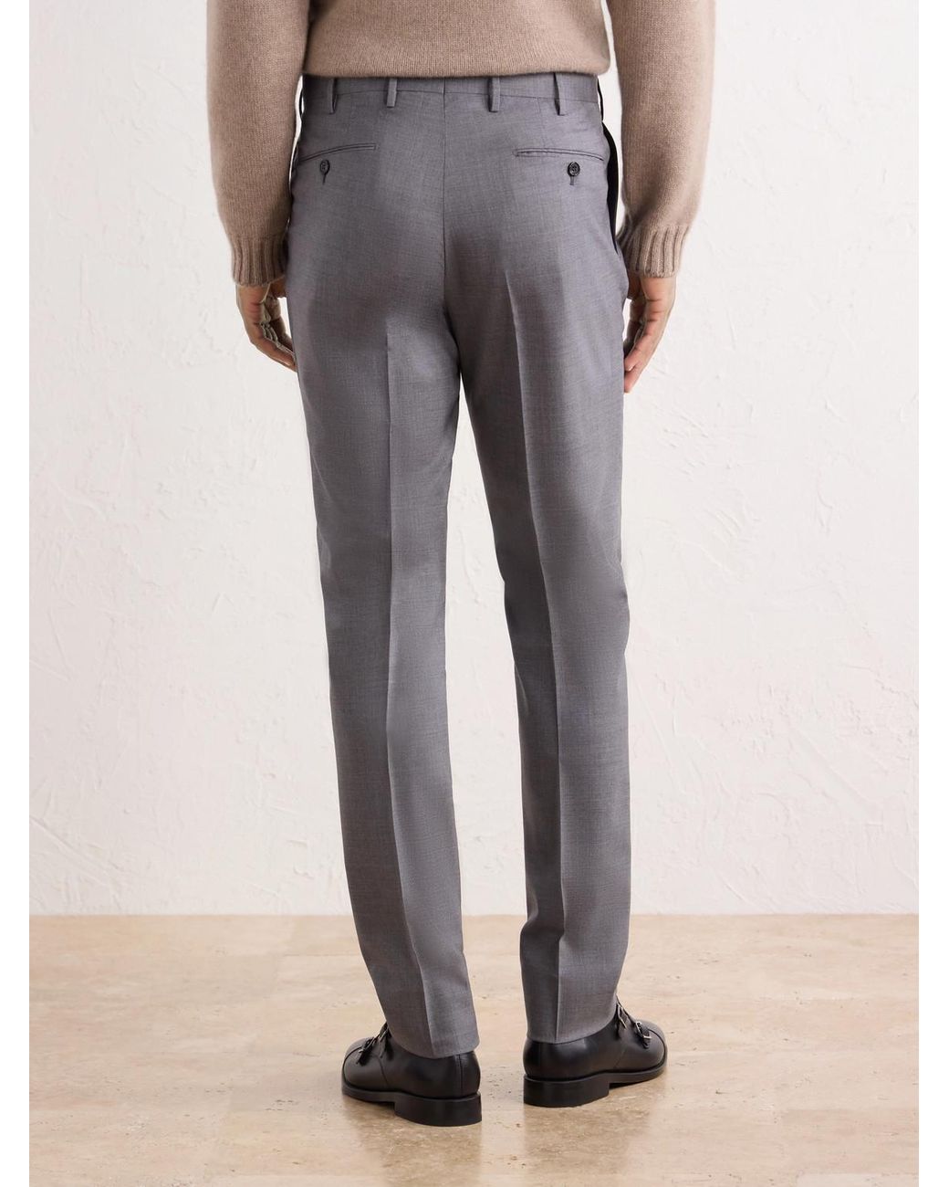 Slowear Gray Incotex Straight-Leg Tropical Wool Suit Trousers for men