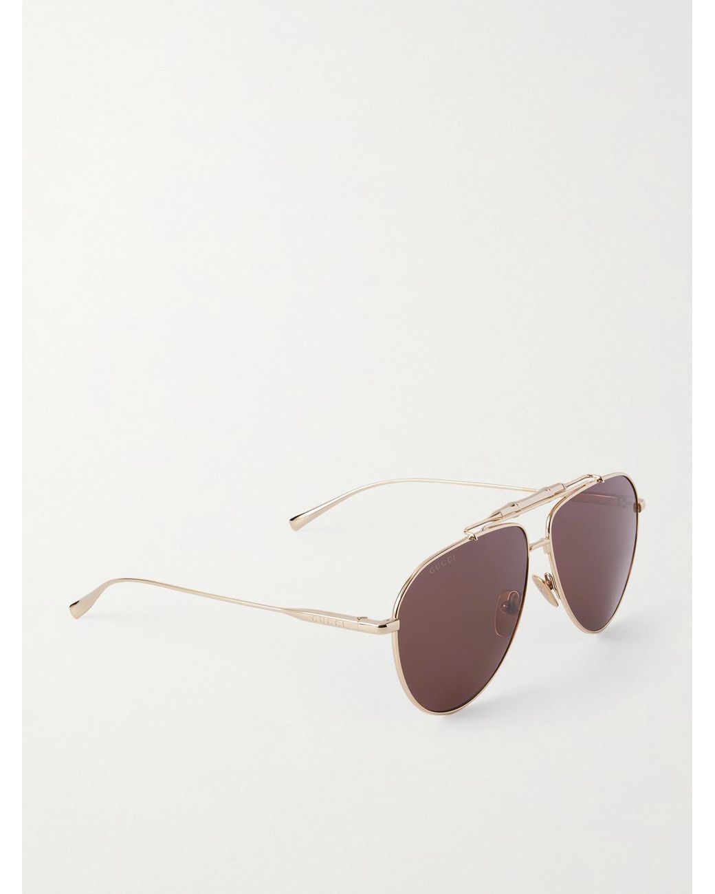 Gucci Metallic Bamboo Double-Bridge Aviator-Style-Tone Sunglasses for men