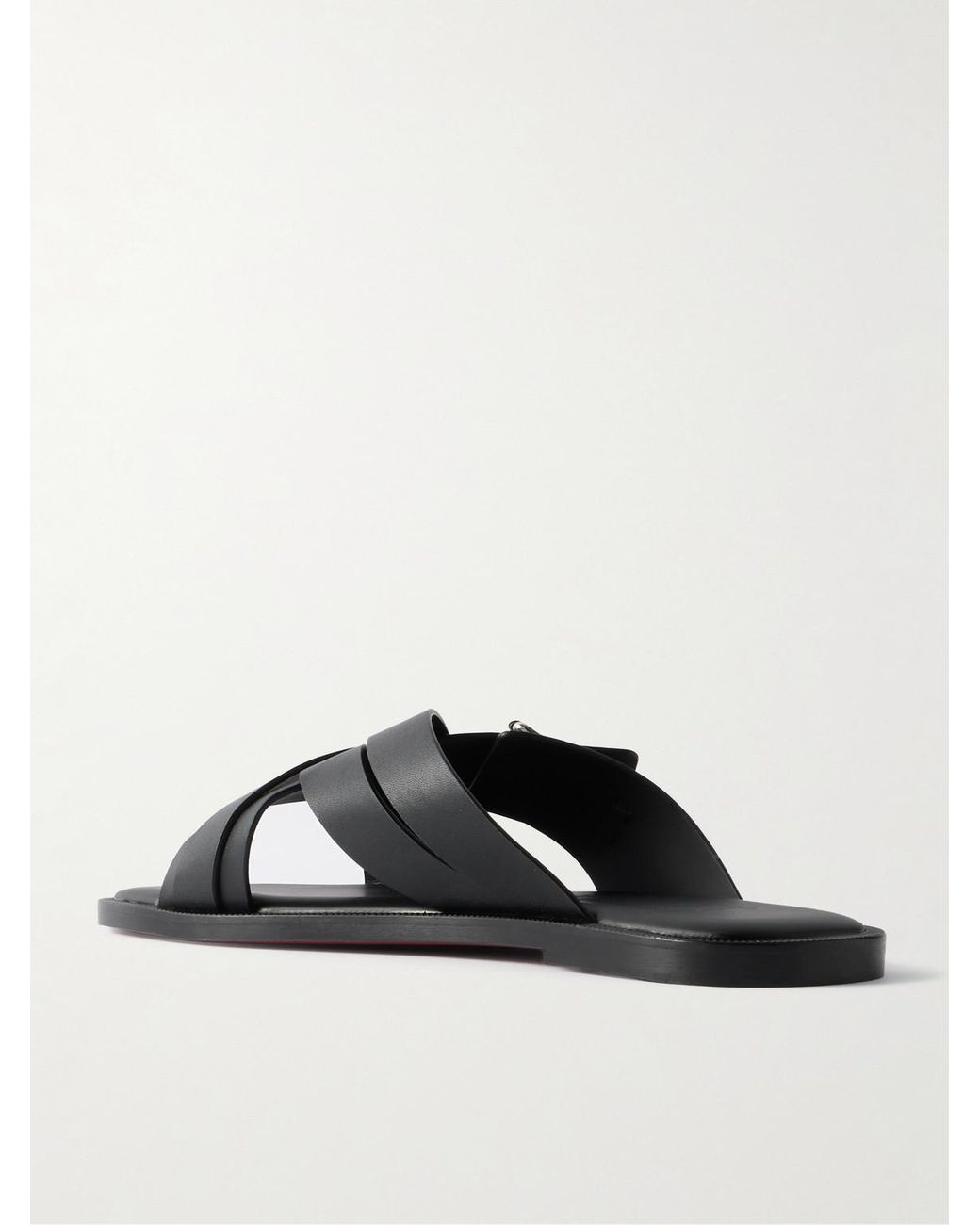 Christian Louboutin Black Emircross Leather Sandals for men