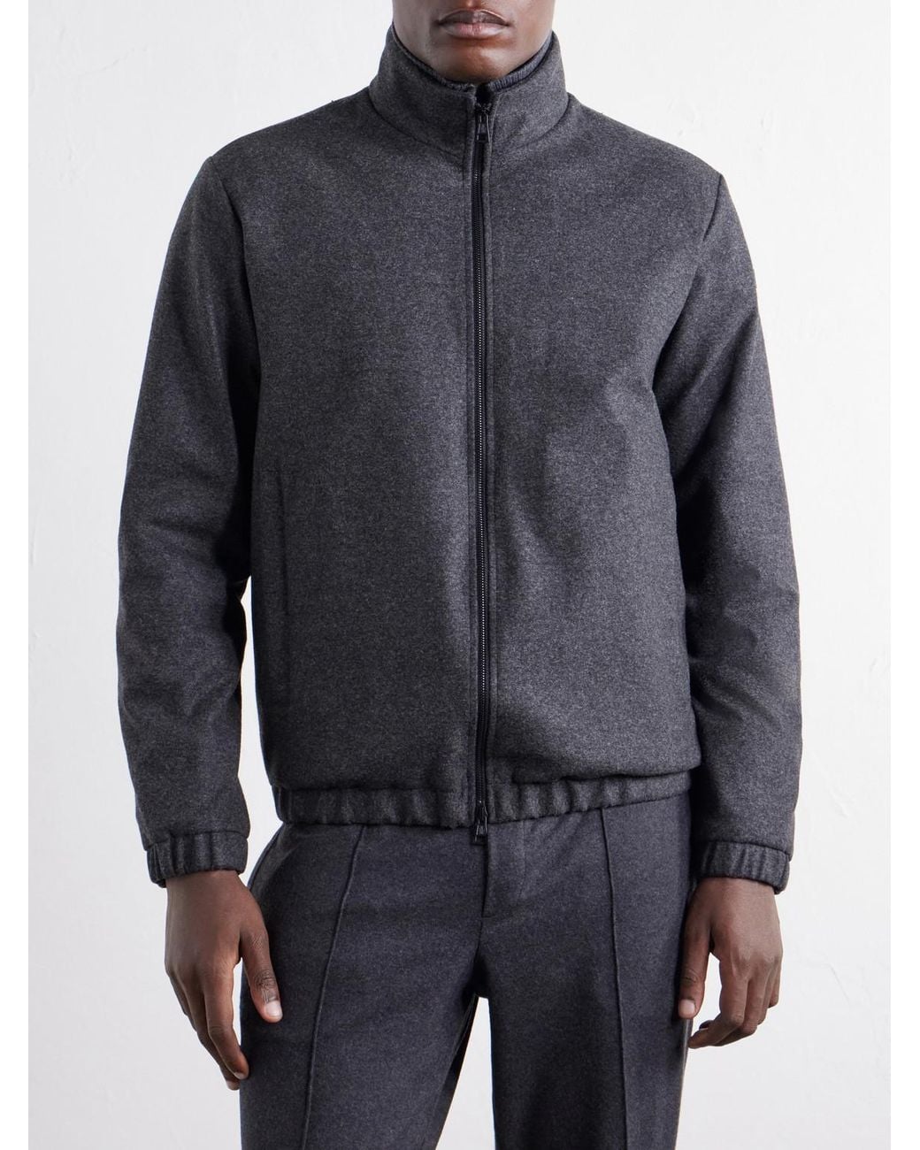 Moncler Gray Limberl Stretch-Flannel Padded Blouson Jacket for men