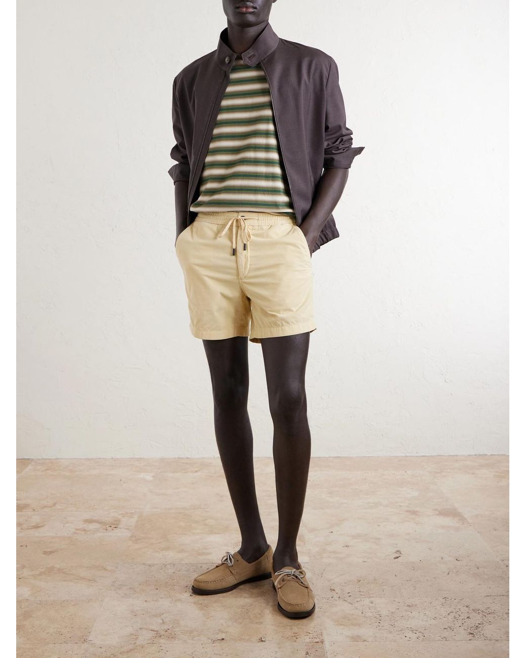 Slowear Natural Straight-Leg Cotton-Corduroy Drawstring Shorts for men