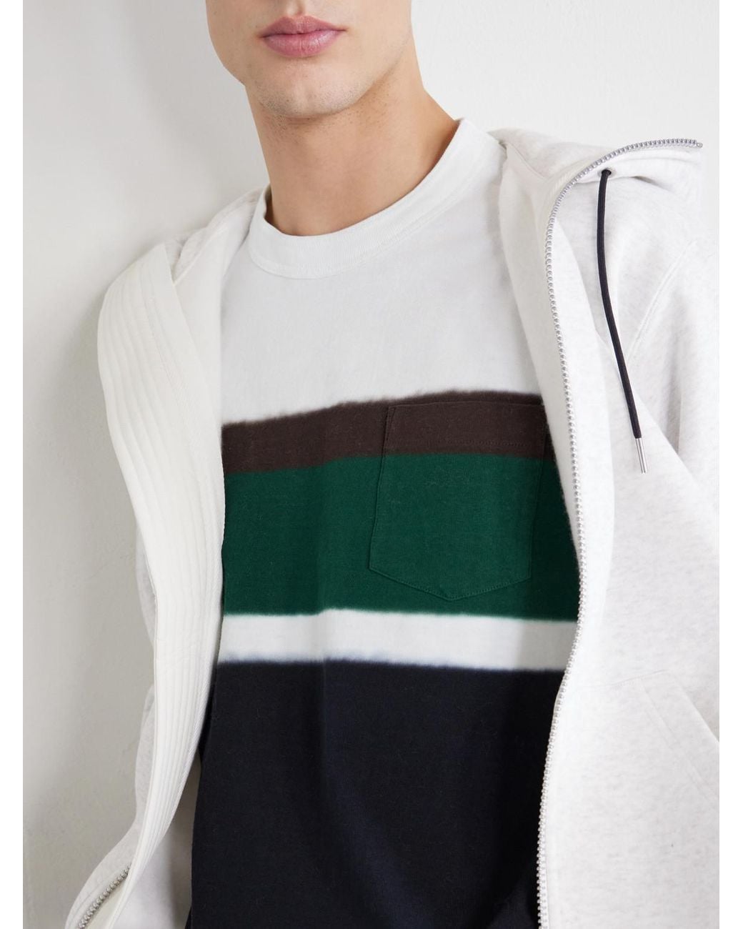 Sacai Black Chusen-Dyed Cotton-Jersey T-Shirt for men