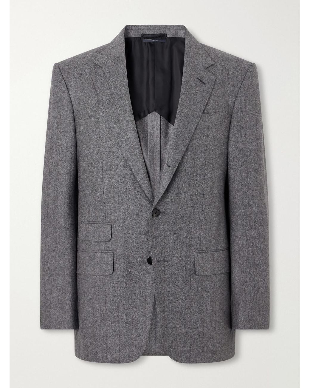 Dunhill Gray Herringbone Wool And Cashmere-Blend Suit Jacket for men