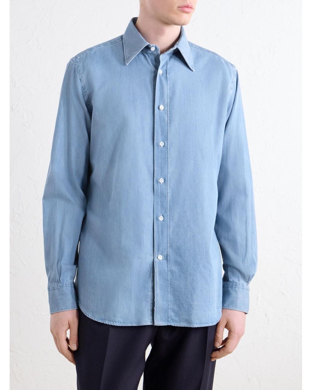 Thom Sweeney Blue Lecce Denim Shirt for men